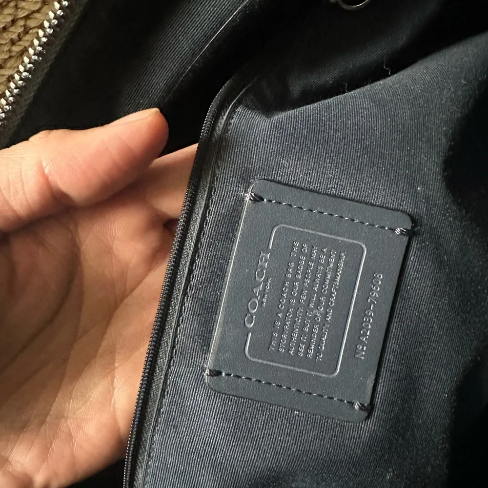 Coach Light Blue Leather Tote with Front Zip Pocket - Picture 2 of 4